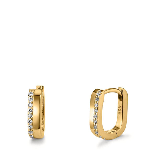 Scharnier oorringen creolen Zilver Zirkonia 20 Steen Geel Verguld