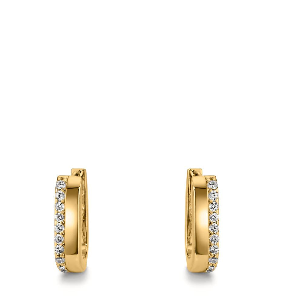 Scharnier oorringen creolen Zilver Zirkonia 20 Steen Geel Verguld