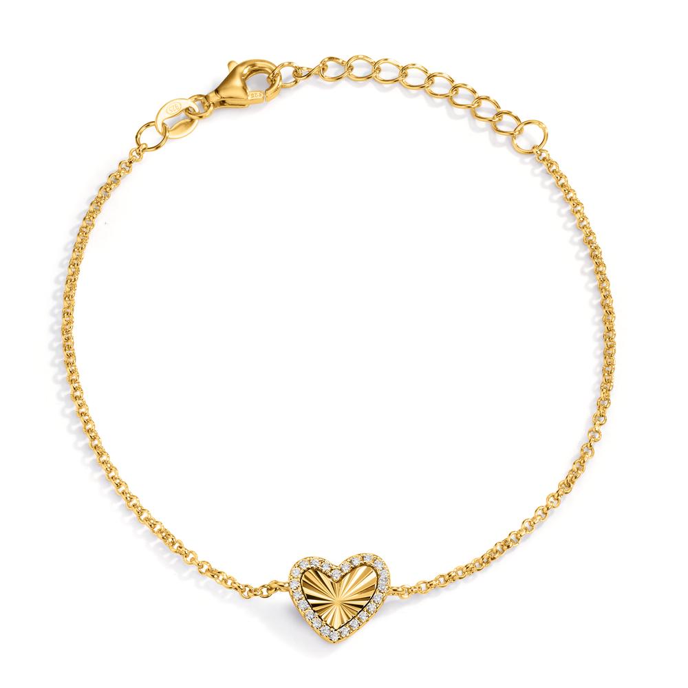 Armband Zilver Zirkonia Geel Verguld Hart