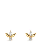 Oorknoppen Zilver Zirkonia 4 Steen Geel Verguld Ø7 mm