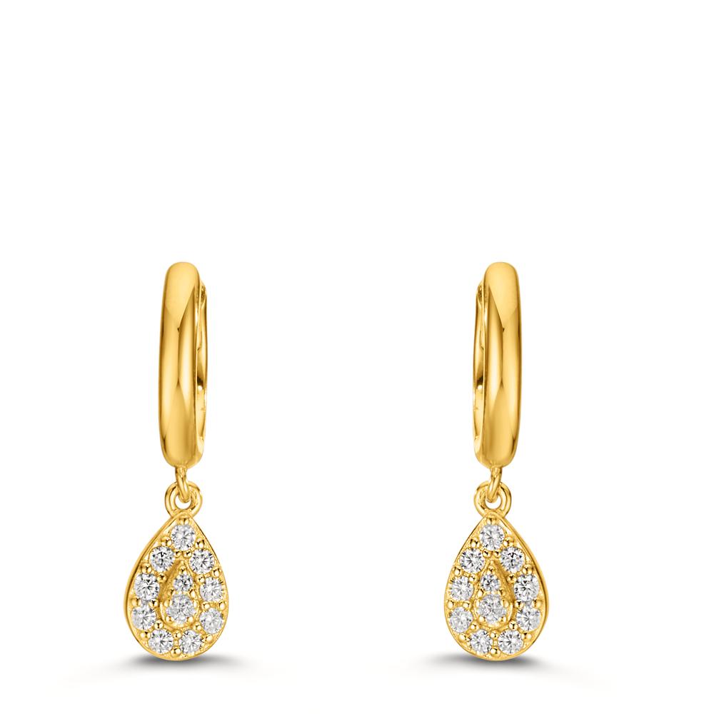 Scharnier oorringen creolen Zilver Zirkonia Geel Verguld