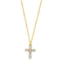 Collier Zilver Zirkonia Geel Verguld Kruis 40-45 cm