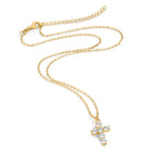 Collier Zilver Zirkonia Geel Verguld Kruis 40-45 cm