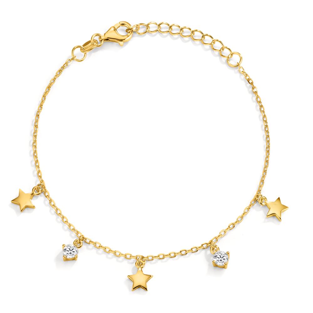 Armband Zilver Zirkonia 2 Steen Geel Verguld Ster
