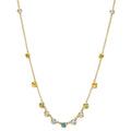 Collier 750/18K geel goud Citrien 0.20 ct, 2 Steen, Amethist groente, 0.30 ct, 4 Steen, Peridoot 0.13 ct, 2 Steen, Topaas 0.43 ct, 3 Steen, Kwarts 0.12 ct, 2 Steen 40-45 cm