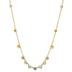 Collier 750/18K geel goud Citrien 0.20 ct, 2 Steen, Amethist groente, 0.30 ct, 4 Steen, Peridoot 0.13 ct, 2 Steen, Topaas 0.43 ct, 3 Steen, Kwarts 0.12 ct, 2 Steen 40-45 cm