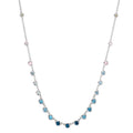 Collier 750/18K witgoud Topaas 1.31 ct, 12 Steen, Londen blauw Topaas 0.41 ct, 3 Steen, Kwarts 0.06 ct, 2 Steen, Rozenkwarts 0.19 ct, 4 Steen 40-45 cm