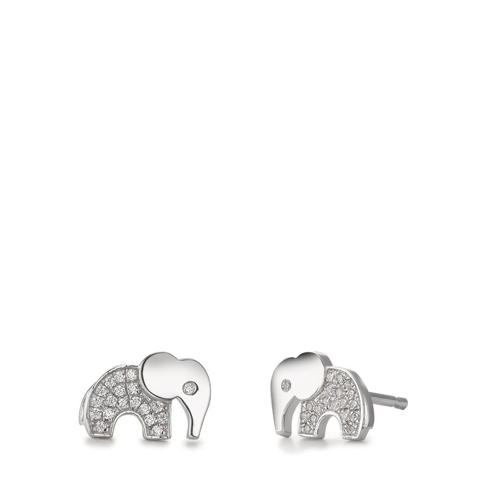 Oorknoppen Zilver Zirkonia Gerhodineerd Olifant