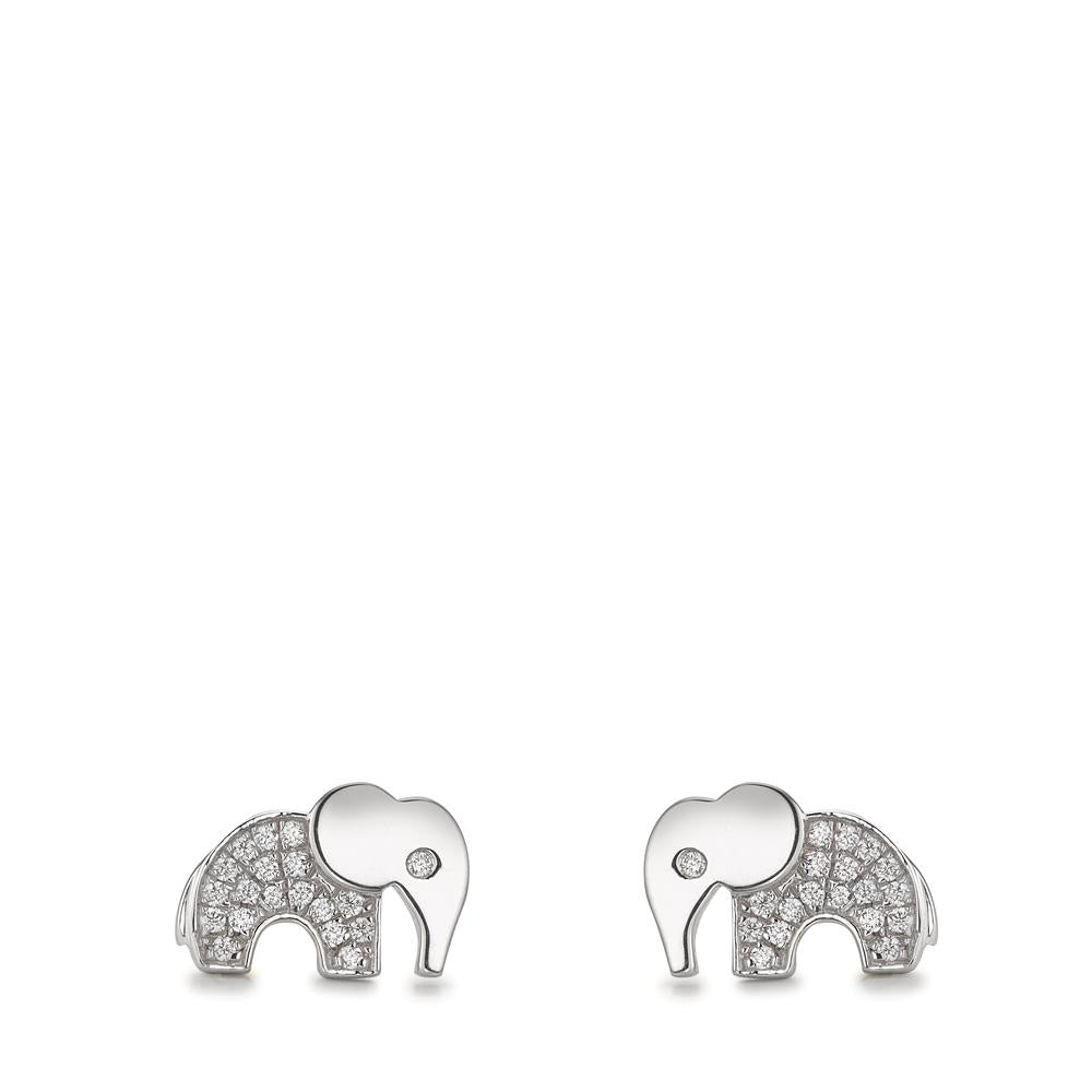 Oorknoppen Zilver Zirkonia Gerhodineerd Olifant