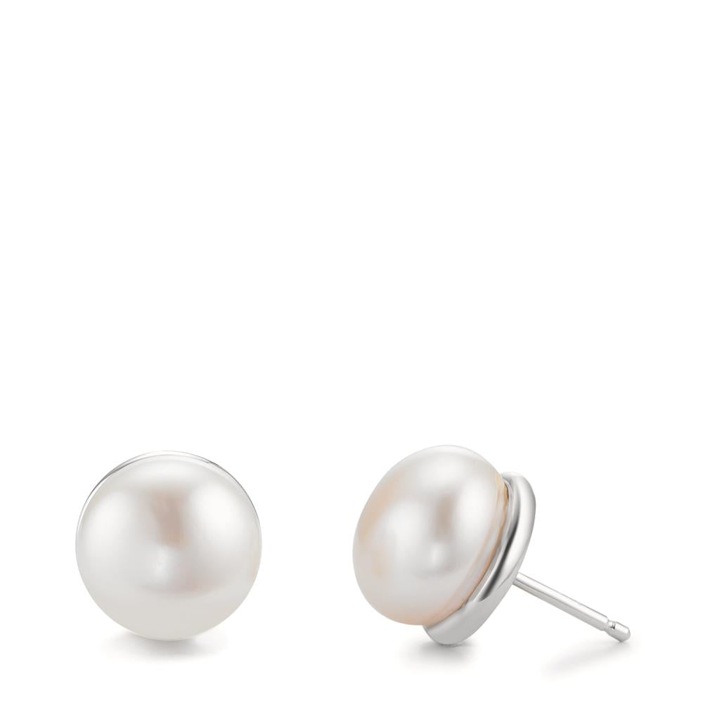 Oorknoppen Zilver Gerhodineerd zoetwater Parel, 2 Parels, 11 mm Ø11 mm