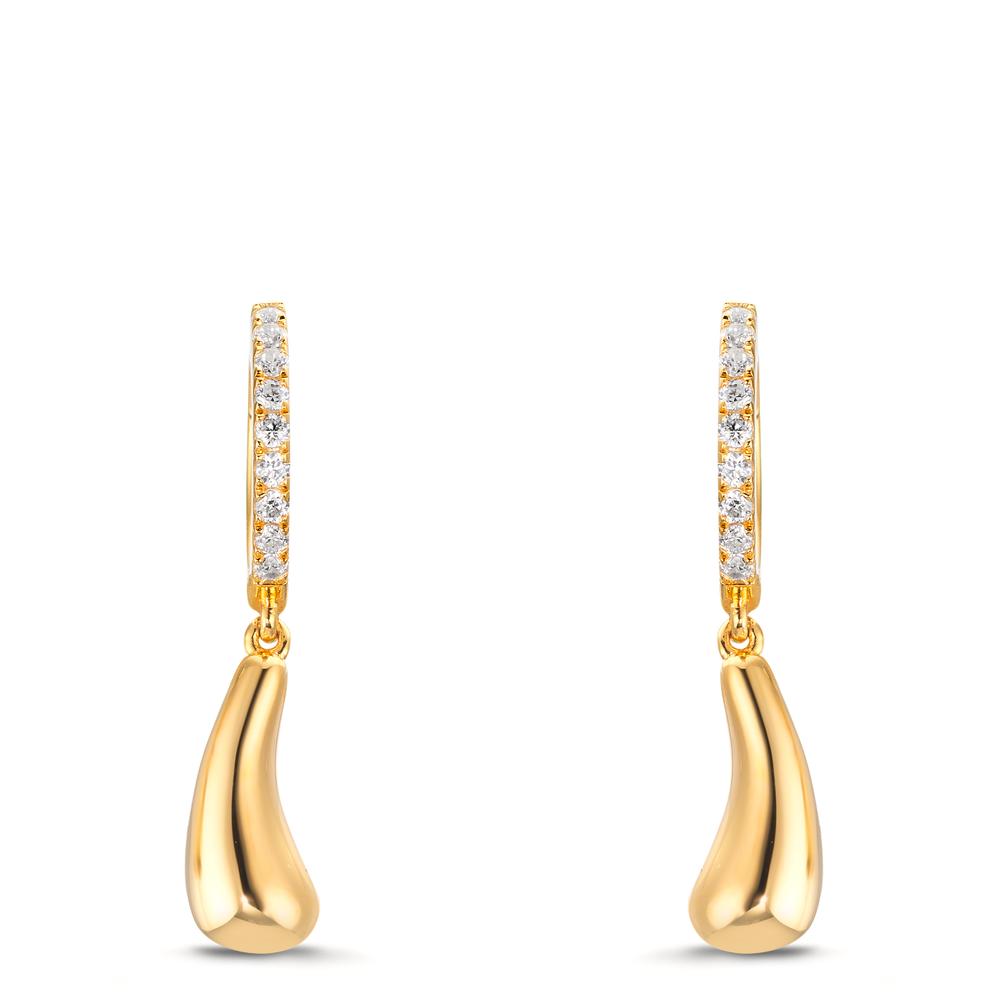 Scharnier oorringen creolen Zilver Zirkonia 18 Steen Geel Verguld