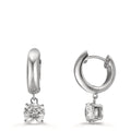 Scharnier oorringen creolen Zilver Zirkonia 2 Steen, 6 mm Gerhodineerd