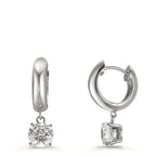Scharnier oorringen creolen Zilver Zirkonia 2 Steen, 6 mm Gerhodineerd