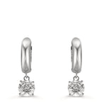 Scharnier oorringen creolen Zilver Zirkonia 2 Steen, 6 mm Gerhodineerd