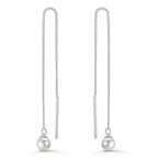 Doortrek oorbellen Zilver Gerhodineerd [shining Pearls], 2 Parels, 5 mm