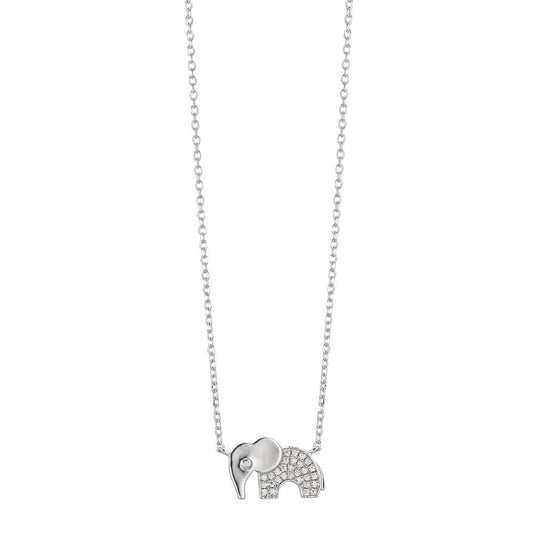 Collier Zilver Zirkonia Gerhodineerd Olifant 40-43 cm