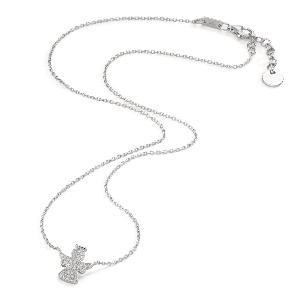 Collier Zilver Zirkonia Gerhodineerd Beschermengel 40-43 cm