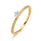 Solitaire ring 750/18K geel goud Diamant 0.20 ct, 17 Steen, [Brillant], w-si
