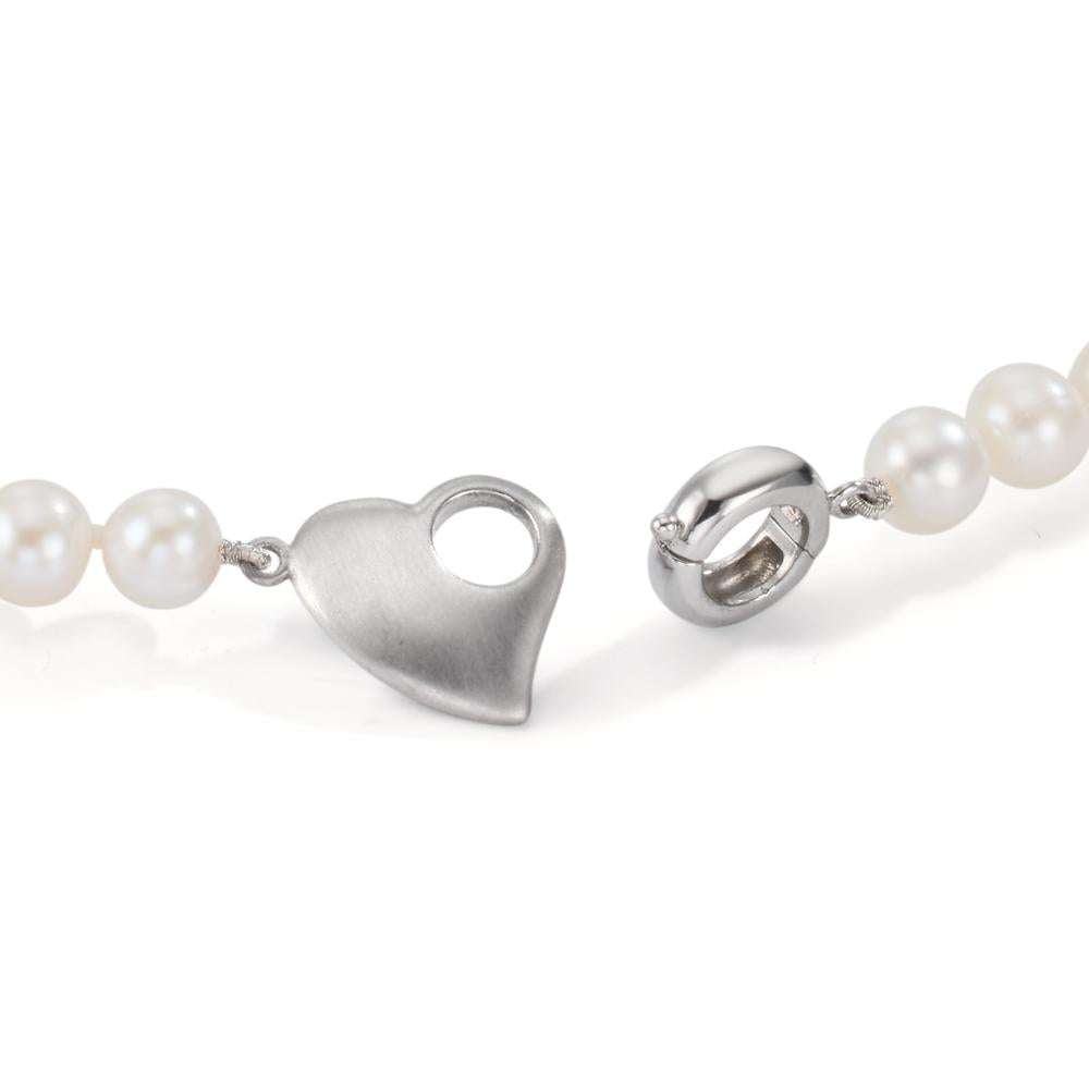 Collier Zilver Gerhodineerd zoetwater Parel 6-7 mm Hart 45 cm