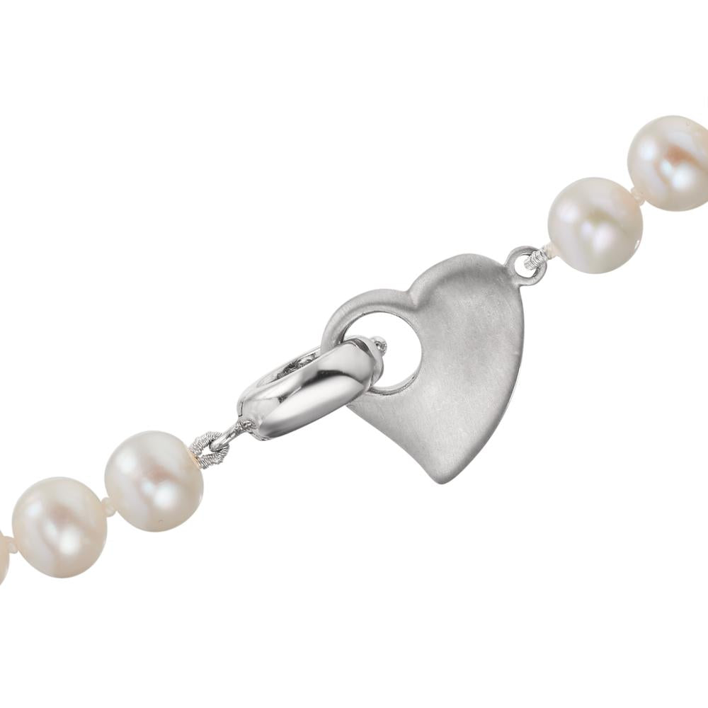 Collier Zilver Gerhodineerd zoetwater Parel 6-7 mm Hart 45 cm