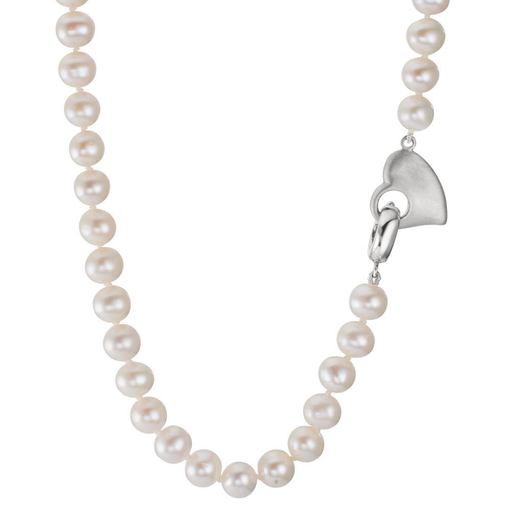 Collier Zilver Gerhodineerd zoetwater Parel 6-7 mm Hart 42 cm