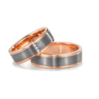Partnerring 585/14K rood goud, 999 Tantaal Diamant 0.024 ct, 3 Steen, w-si