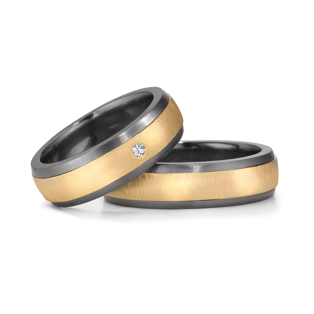 Partnerring 999 Tantaal, 585/14K geel goud Diamant 0.03 ct, w-si