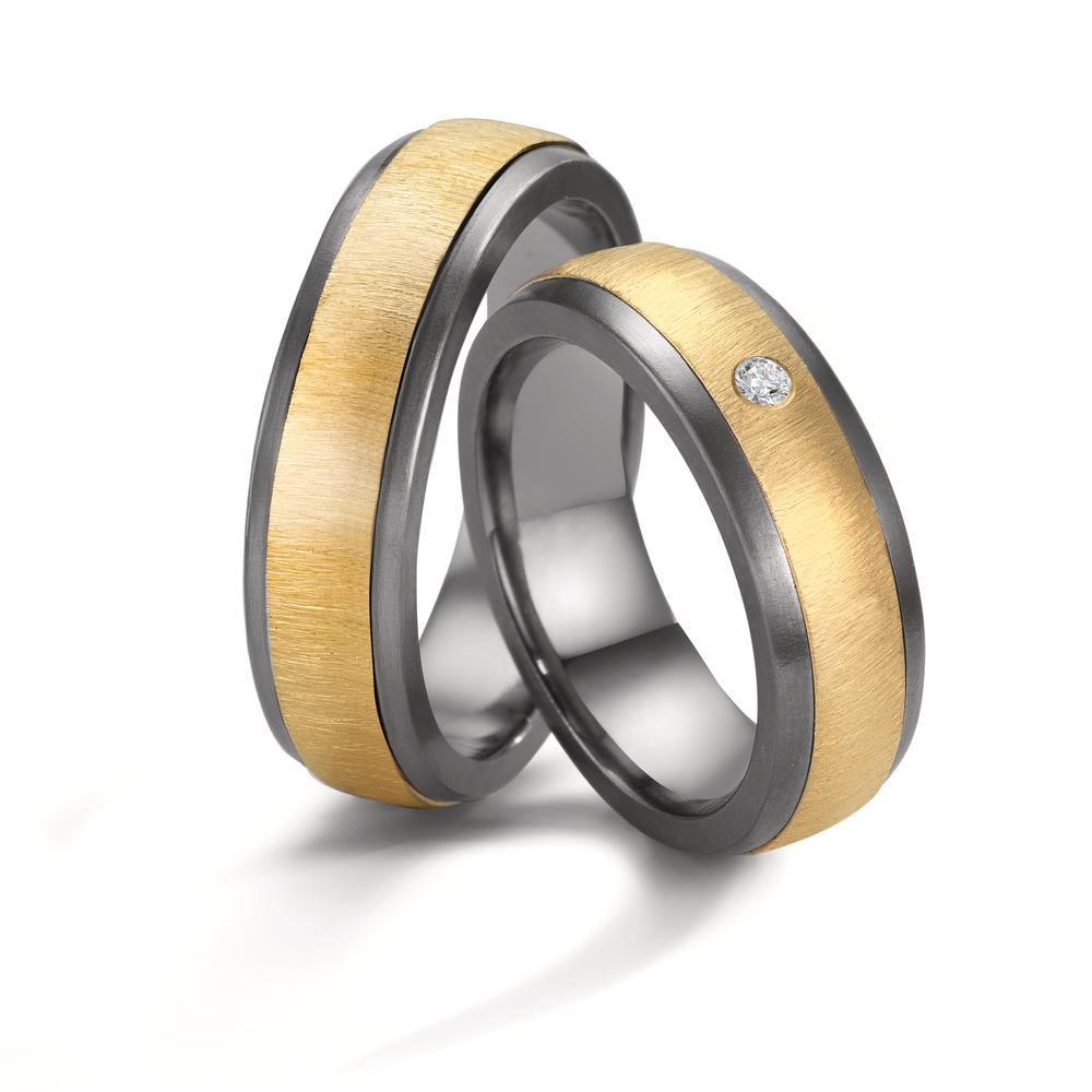Partnerring 999 Tantaal, 585/14K geel goud Diamant 0.03 ct, w-si