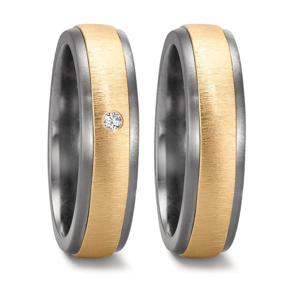 Partnerring 999 Tantaal, 585/14K geel goud Diamant 0.03 ct, w-si