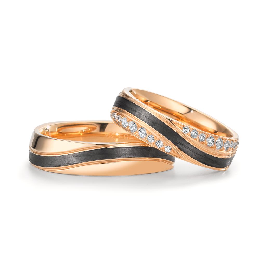 Partnerring 585/14K roségoud, Carbon