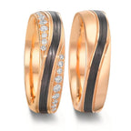 Partnerring 585/14K roségoud, Carbon