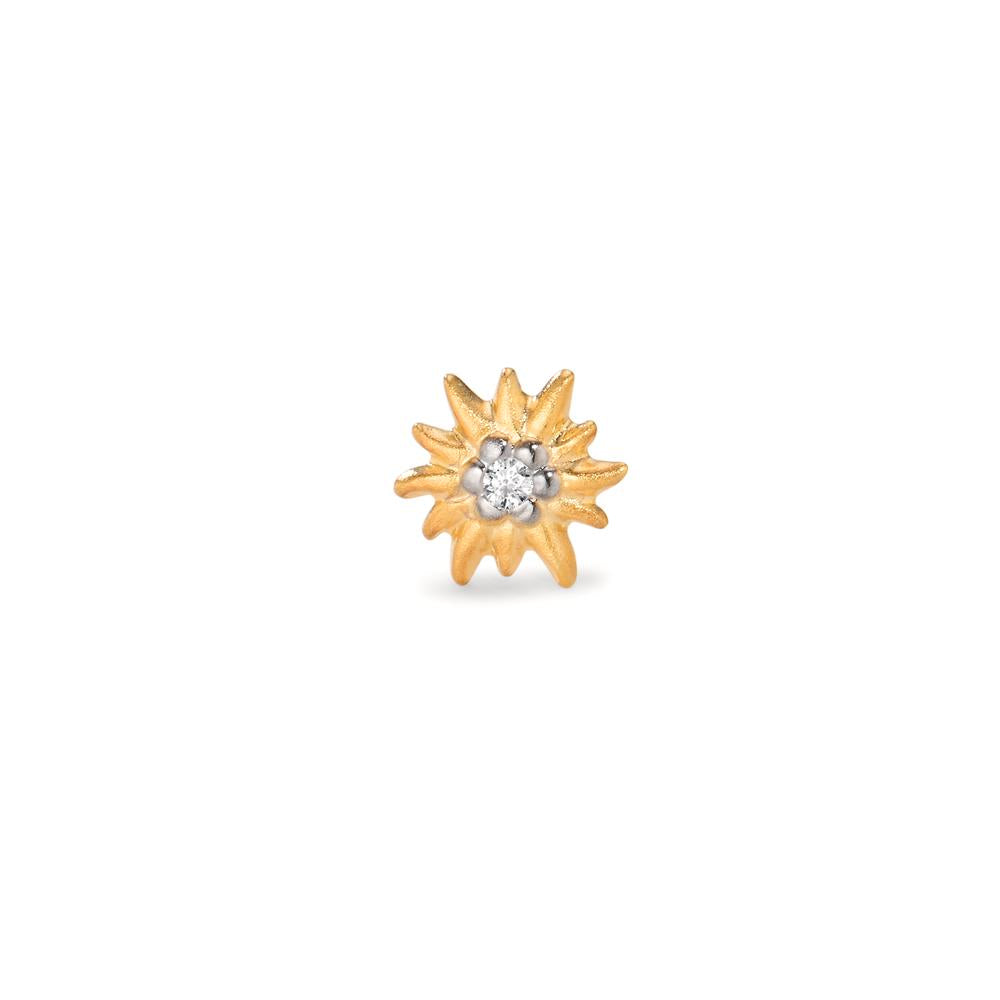 Oorknop 1 stuk 375/9K geel goud Zirkonia Bi-color Edelweiss Ø7 mm