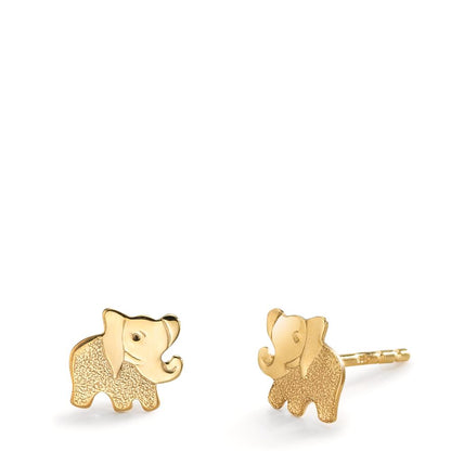 Oorknoppen 375/9K geel goud Olifant