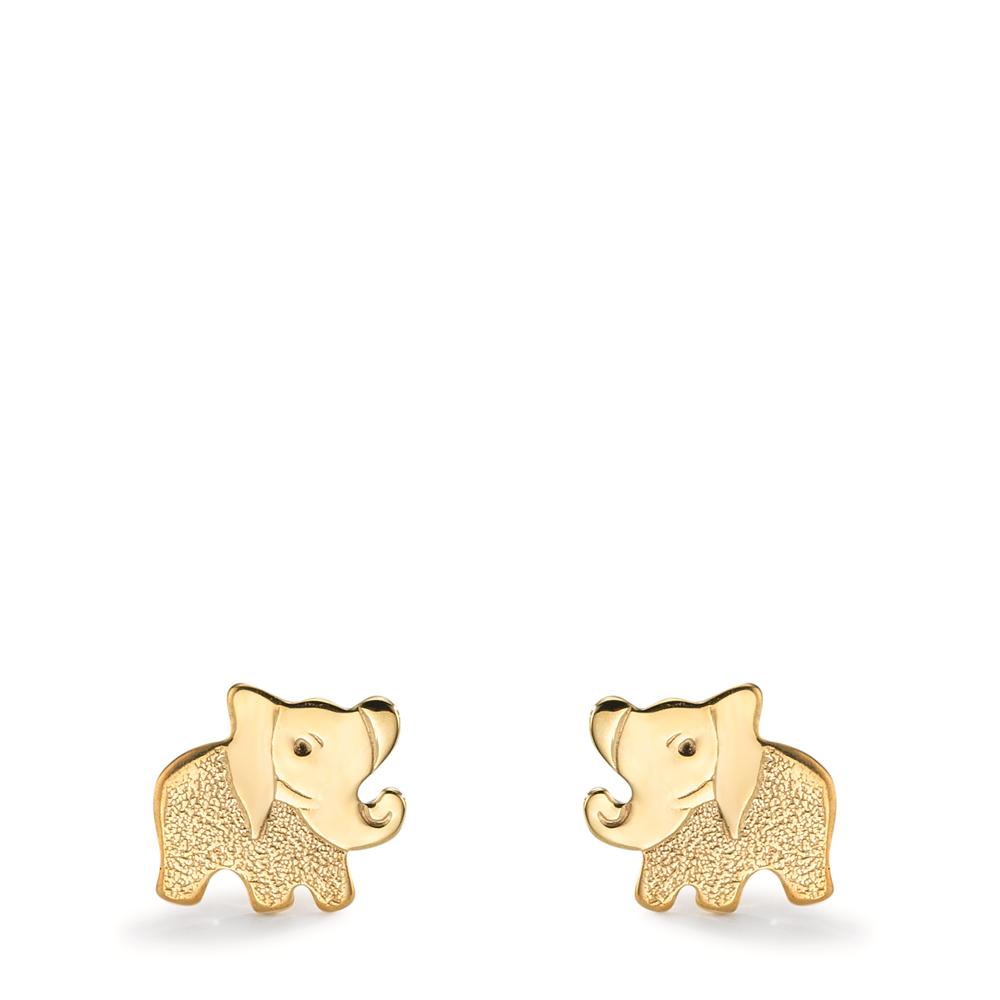 Oorknoppen 375/9K geel goud Olifant