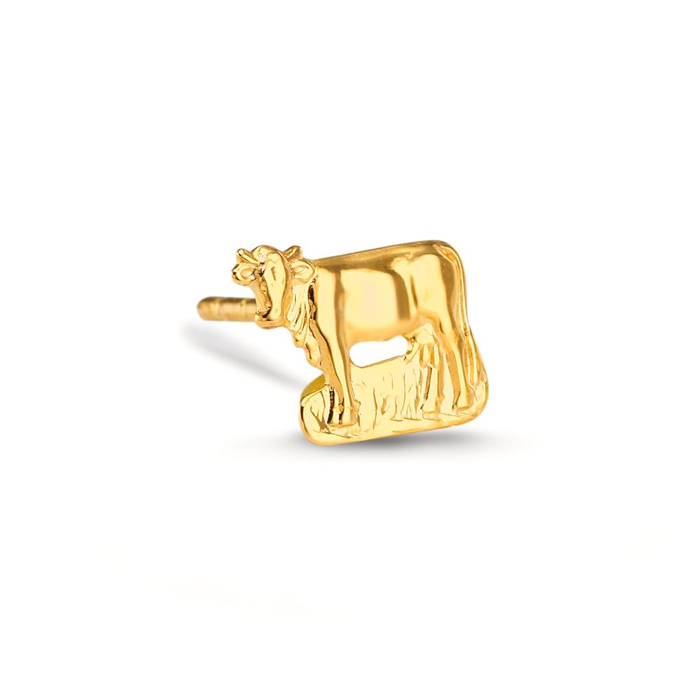 Oorknop 1 stuk 750/18K geel goud Koe