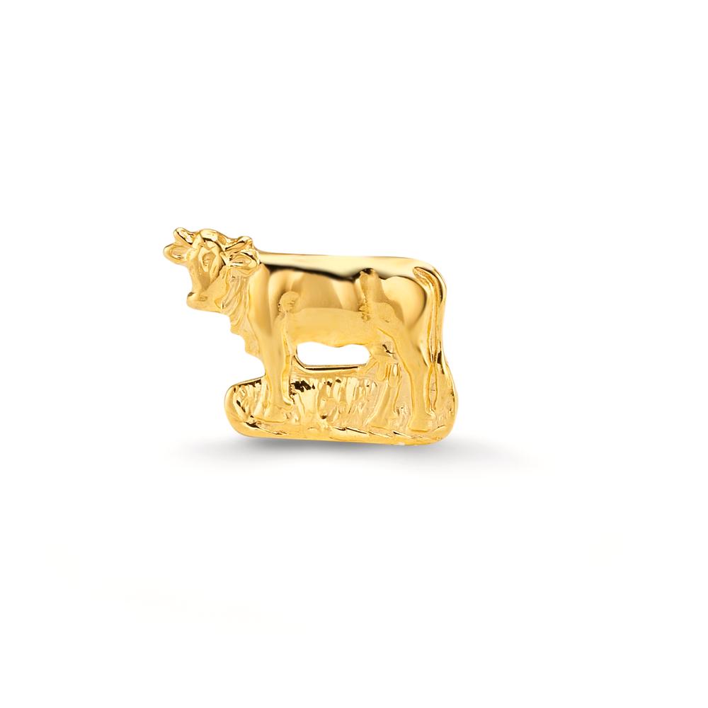 Oorknop 1 stuk 750/18K geel goud Koe