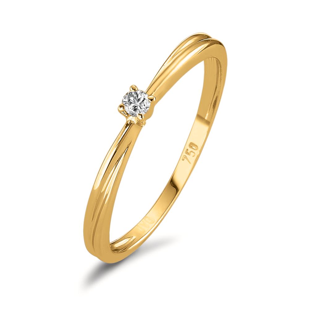 Solitaire ring 750/18K geel goud Diamant 0.03 ct, w-si