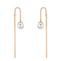 Doortrek oorbellen 750/18K rood goud Akoya Parels, 2 Parels 6-6.5 mm