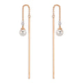 Doortrek oorbellen 750/18K rood goud Diamant 0.06 ct, 3 Steen, tw-si Akoya Parels, 2 Parels, 4.5 mm