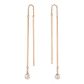 Doortrek oorbellen 750/18K rood goud Diamant 0.06 ct, 2 Steen, tw-si Akoya Parels, 2 Parels, 4.5 mm