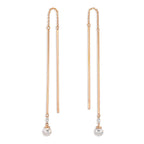 Doortrek oorbellen 750/18K rood goud Diamant 0.06 ct, 2 Steen, tw-si Akoya Parels, 2 Parels, 4.5 mm