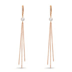 Scharnier oorringen creolen 750/18K rood goud Diamant 0.09 ct, 22 Steen, tw-si zoetwater Parel, 2 Parels