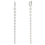 Scharnier oorringen creolen 750/18K witgoud Diamant 0.12 ct, 12 Steen, tw-si zoetwater Parel, 28 Parels