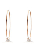 Oorringen creolen 750/18K rood goud Akoya Parels, 6 mm