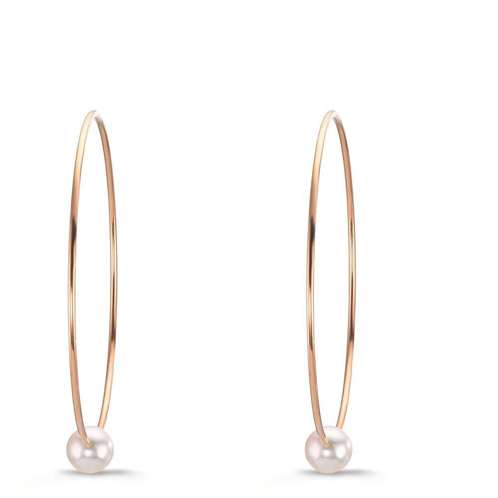 Oorringen creolen 750/18K rood goud Akoya Parels, 6 mm