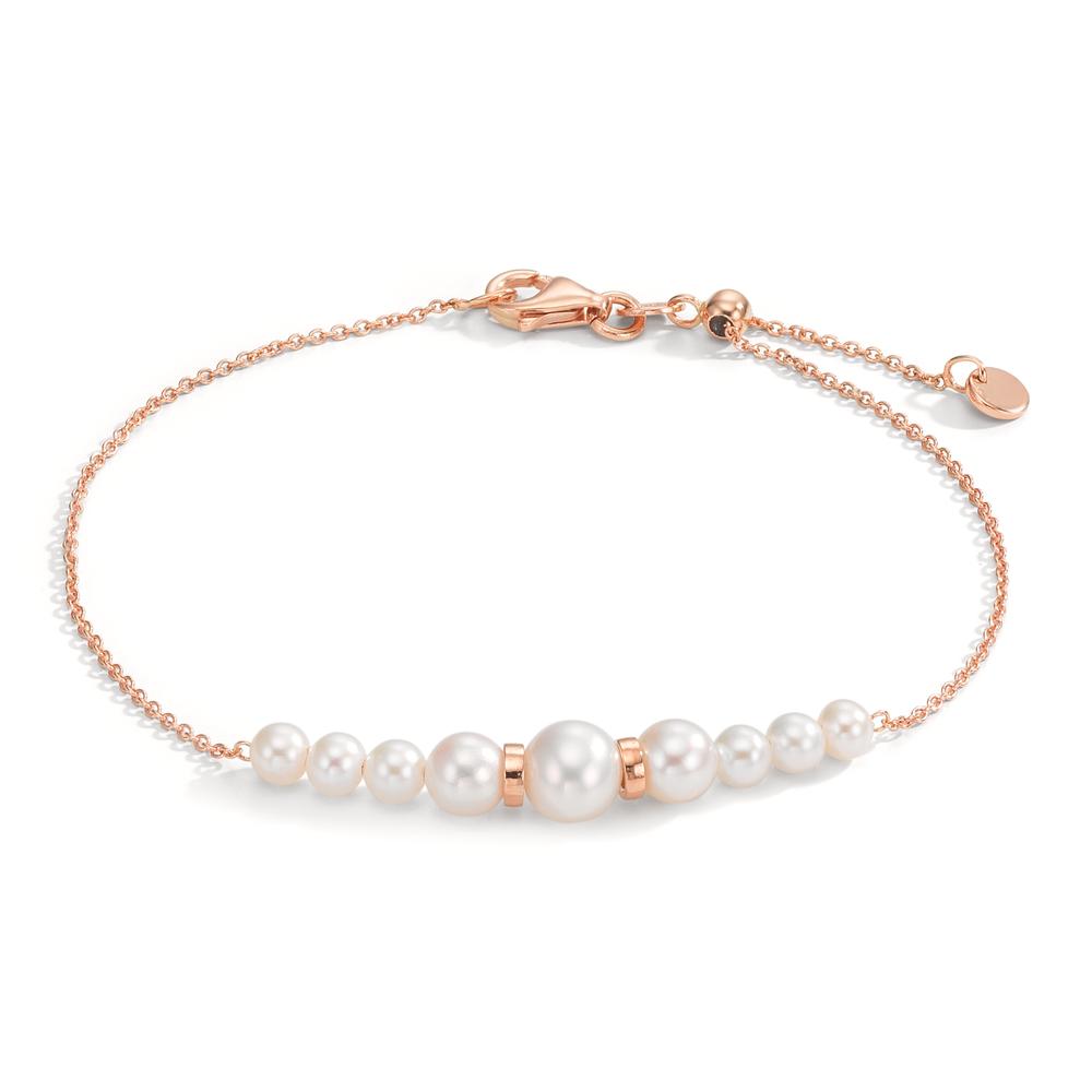 Armband 750/18K rood goud zoetwater Parel, 9 Parels 15-18 cm