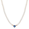 Collier 750/18K rood goud Saffier 0.58 ct zoetwater Parel, 3.5 mm Hart 40-44 cm