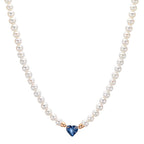 Collier 750/18K rood goud Saffier 0.58 ct zoetwater Parel, 3.5 mm Hart 40-44 cm