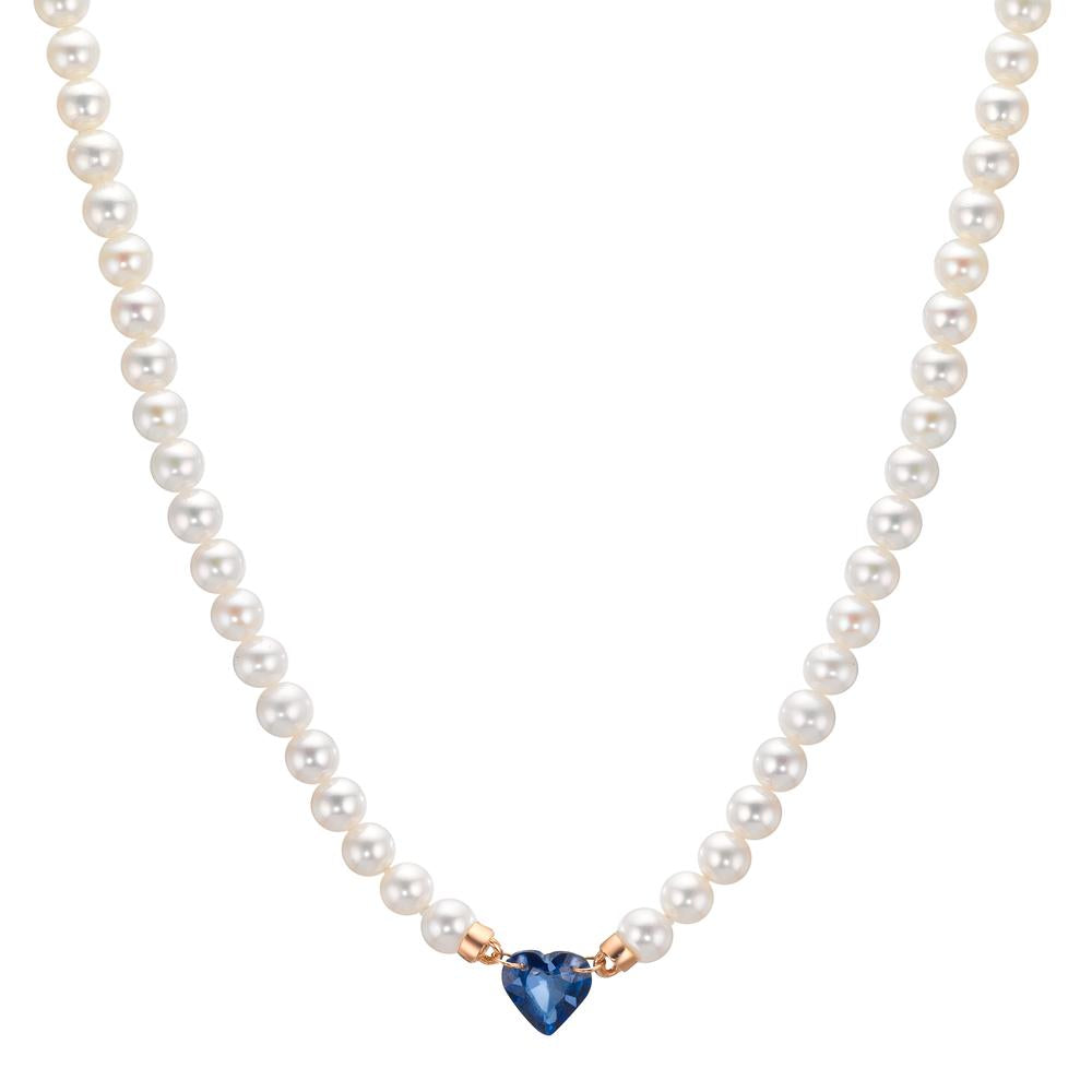 Collier 750/18K rood goud Saffier 0.58 ct zoetwater Parel, 3.5 mm Hart 40-44 cm