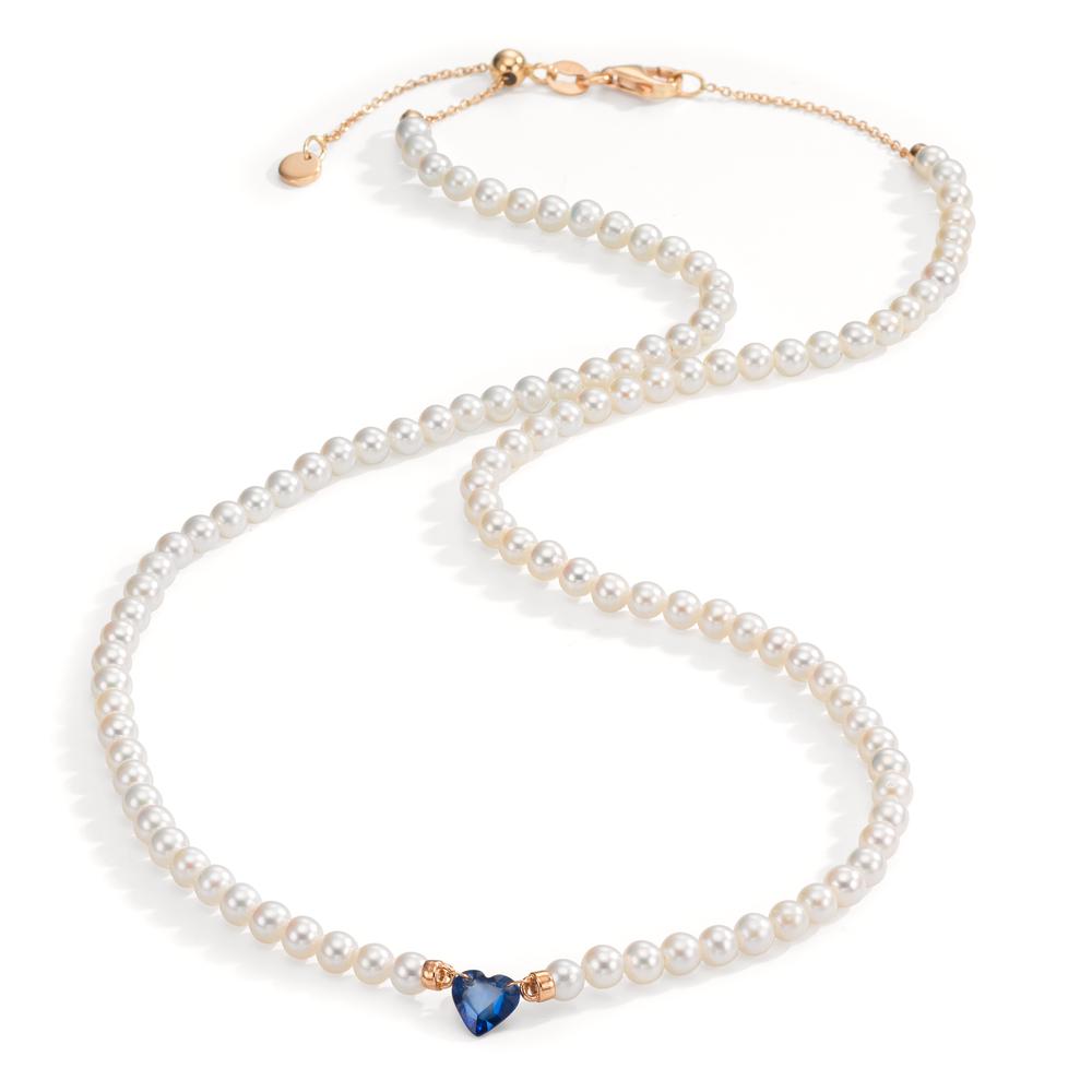 Collier 750/18K rood goud Saffier 0.58 ct zoetwater Parel, 3.5 mm Hart 40-44 cm